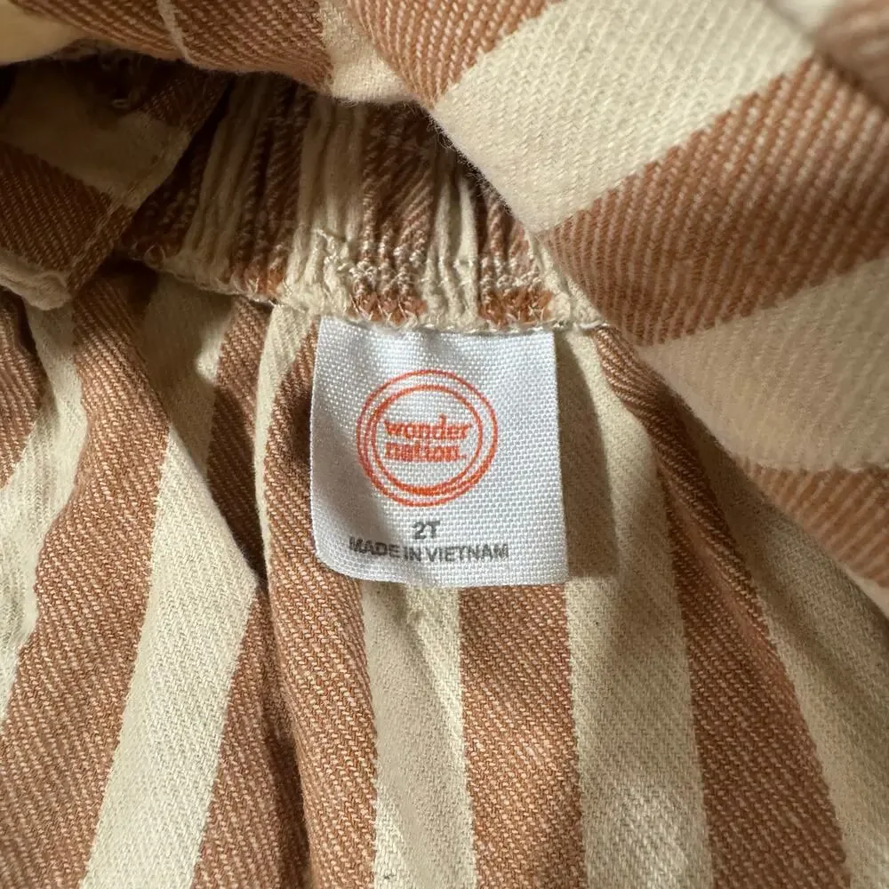 Wonder Nation Toddler Girl 2T Overall Striped Dress 100% Cotton - Picture 3 of 4